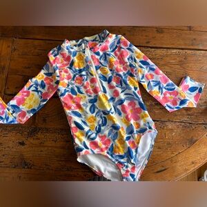 NWOT tags girls size 10 floral Carter bathing suit long sleeved zip rash guard